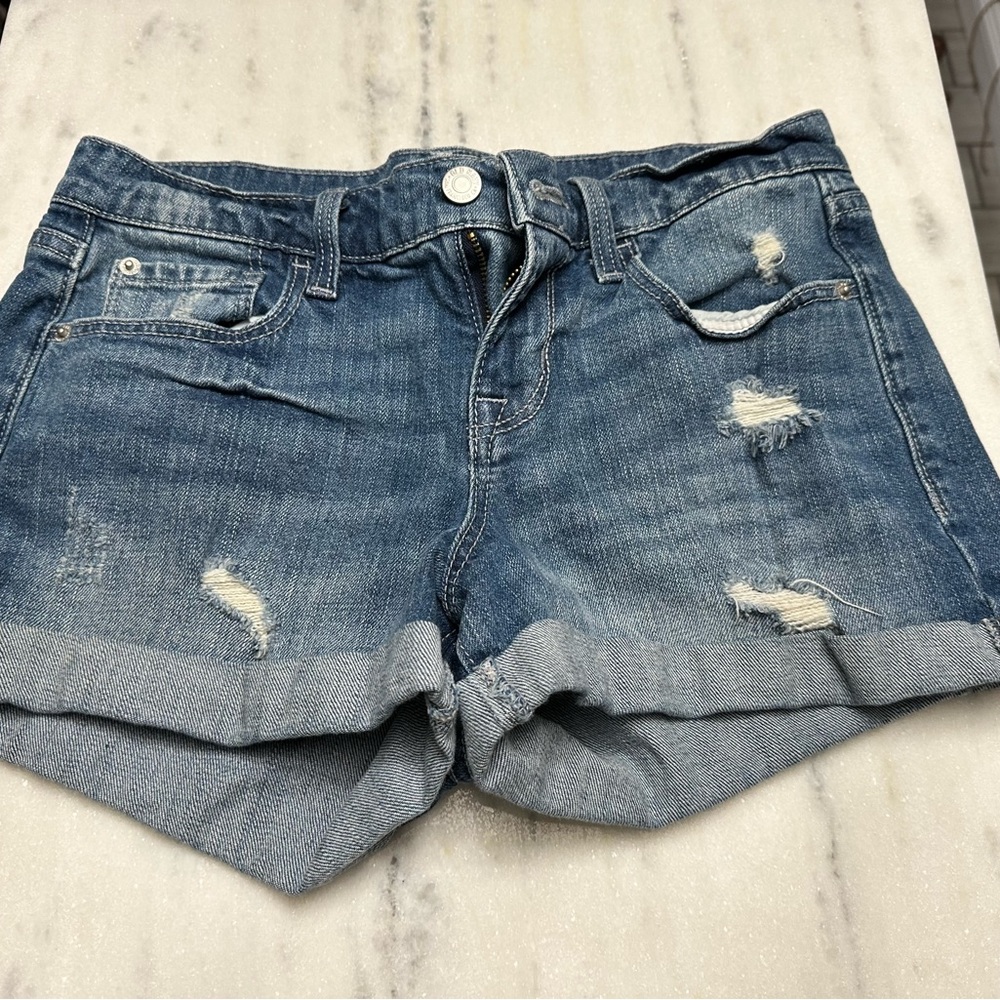 Boyfriend Fit Distressed Jean Shorts Size 2